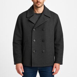 J.Crew Men’s Wool Blend Peacoat Jacket M Gray Double Breasted Classic Coat